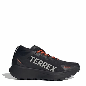 Adidas Terrex Agravic GTX Trail Running Shoe Core Black / Grey / Semi Impact Orange Trendy Trainers for Men