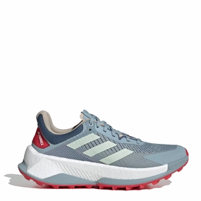Adidas Terrex Soulstride Ultra Trail Running Shoes Magic Grey / Linen Green / Pure Ruby Trendy Trainers for Men