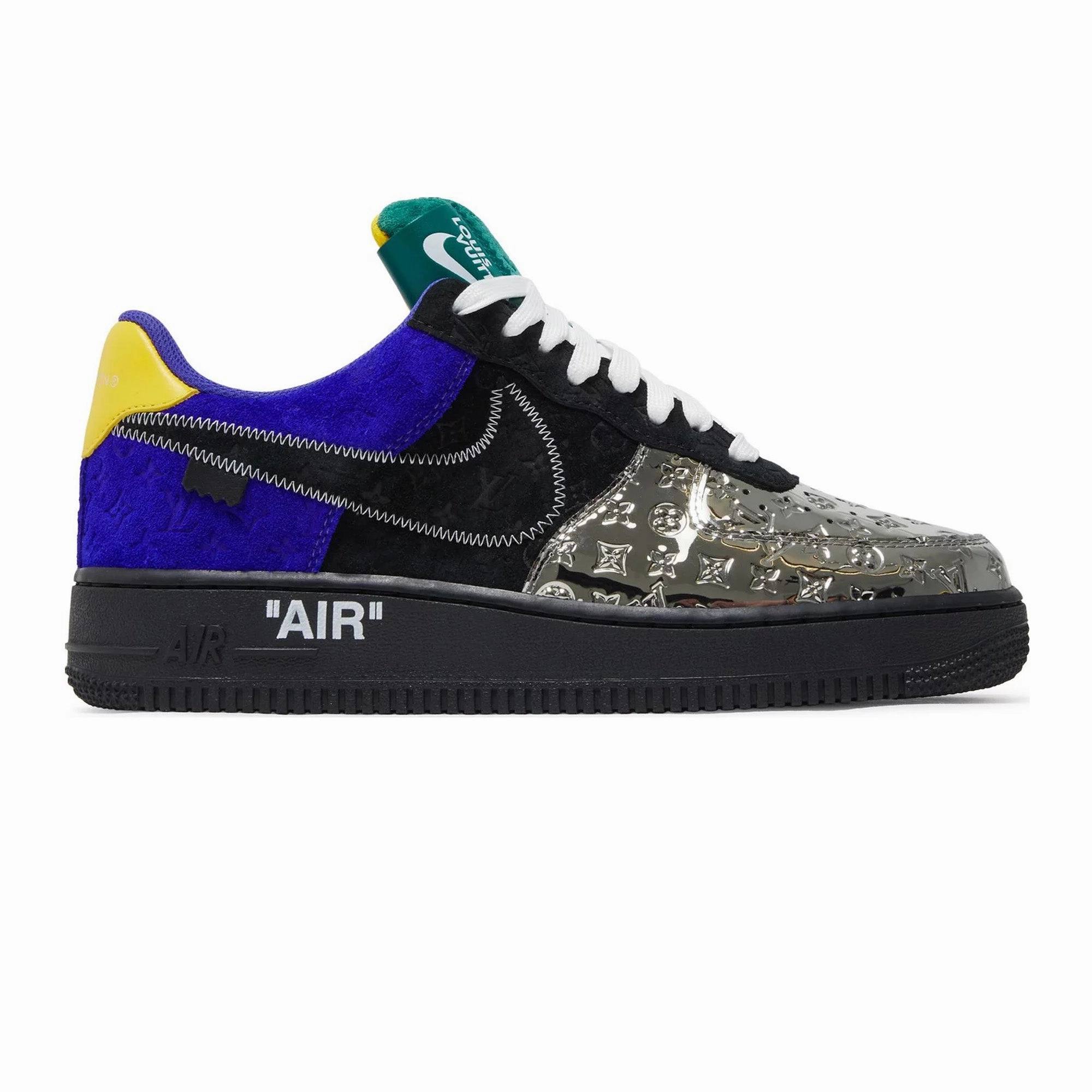 Air Force 1 x Louis Vuitton x Virgil Abloh 'Black Metallic Silver' (2022) Sneakers free shipping