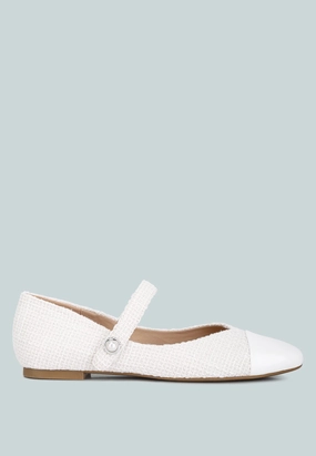 albi patent toe cap tweed mary janes in white Womens Flats special deals