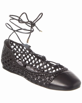 Alexandre Birman Tresse Leather Ballerina Flat Womens Flat Shoes clearance
