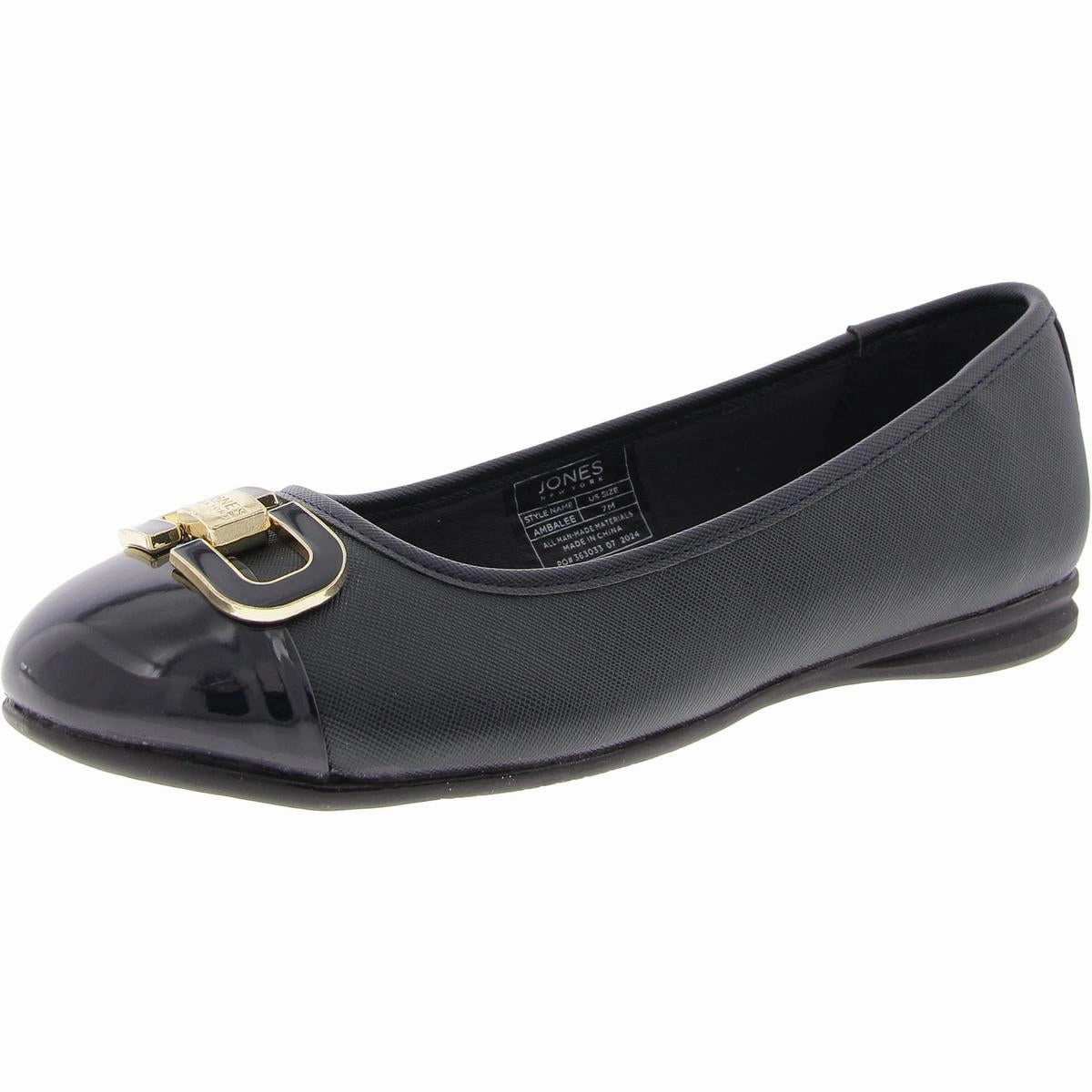Ambalee Womens Patent Trim Slip-On Loafers