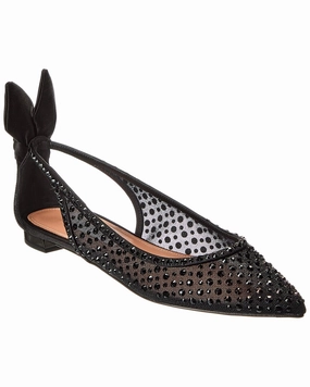 Aquazzura Bow Tie Mesh & Satin Flat Soft Sole Flats Womens sale