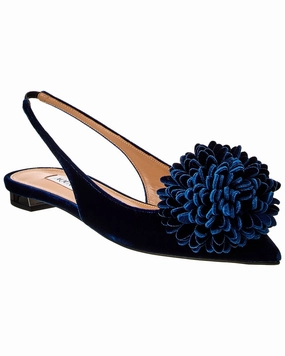 Aquazzura Couturier Velvet Slingback Flat Womens Flat Shoes clearance