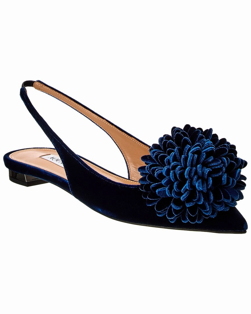 Aquazzura Couturier Velvet Slingback Flat Womens Flat Shoes clearance
