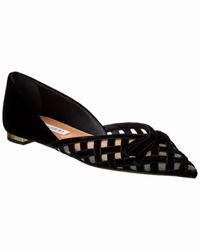 Aquazzura Romance Velvet & Mesh Flat Womens Flat Shoes clearance