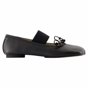 Ballerinas - MM6 Maison Margiela - Leather - Black Comfy Women Flats under $50