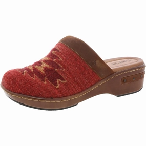 BANDY Womens Printed Leather Clogs Womens Flats special deals