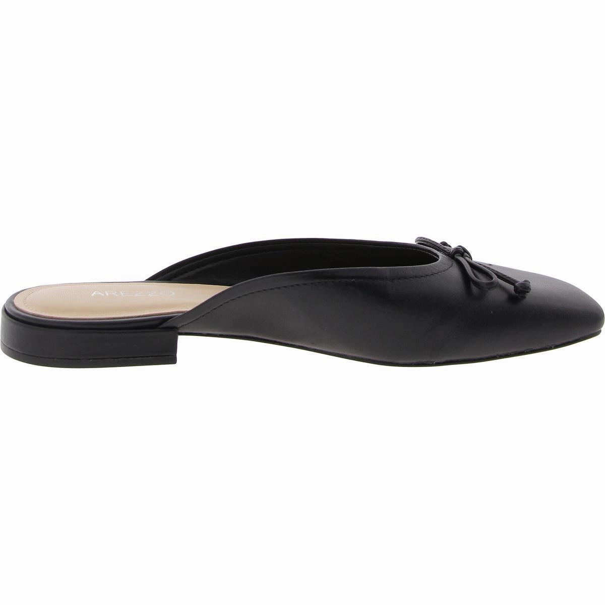 BHFO Womens Bow Leather Flat Shoes