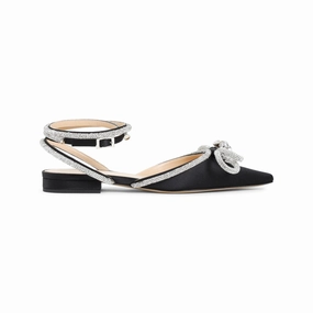 Black Double Bow Silk Ballerinas Chic Flats for Women deals
