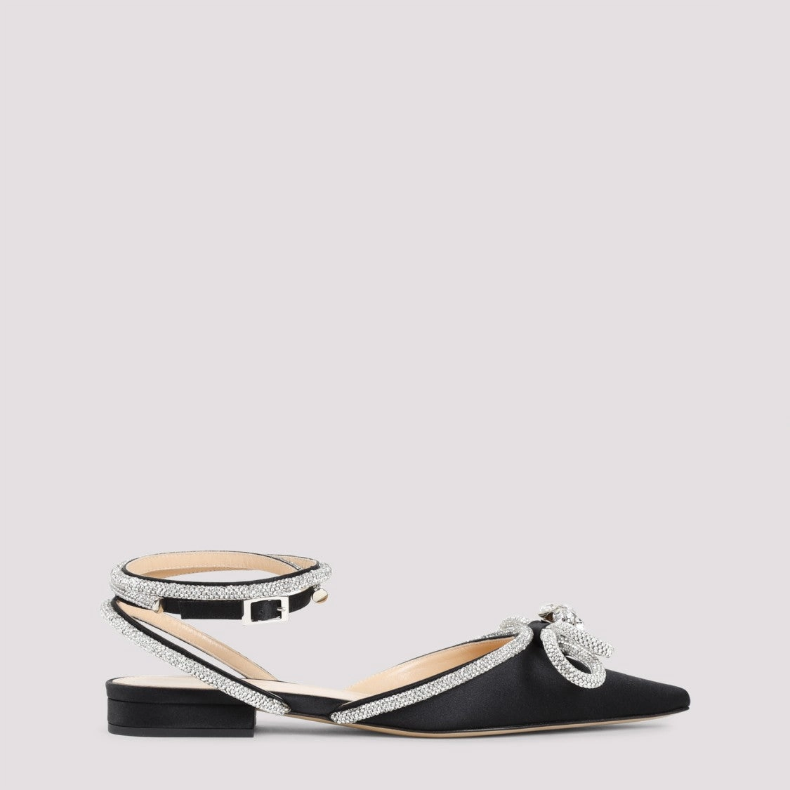 Black Double Bow Silk Ballerinas