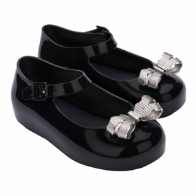 Black Glitter Bow Jelly Shoes Affordable Casual Footwear for Girls