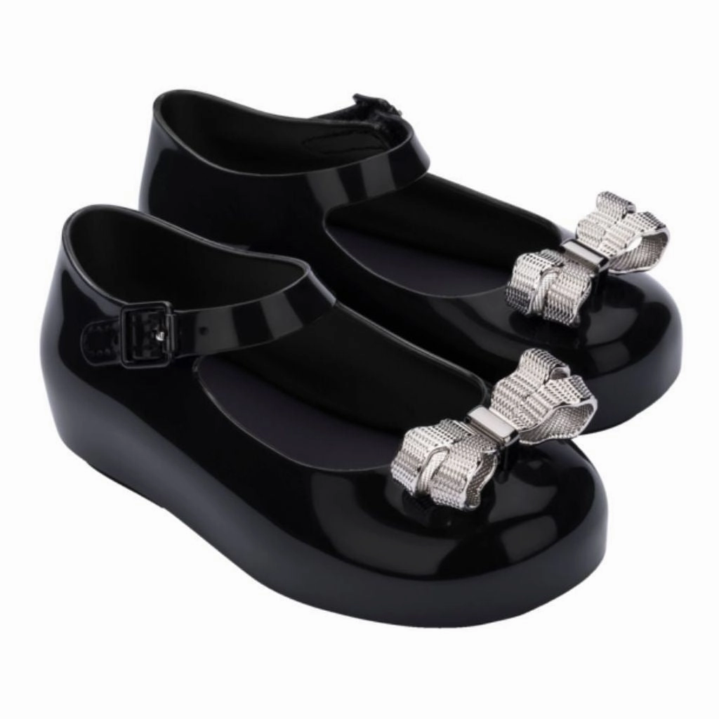 Black Glitter Bow Jelly Shoes Affordable Casual Footwear for Girls