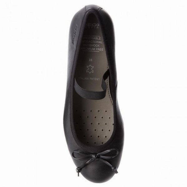 Black Jr Plie' Leather Ballerina Flats Affordable Casual Footwear for Girls