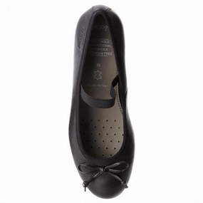 Black Jr Plie' Leather Ballerina Flats Affordable Casual Footwear for Girls