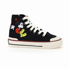 Black Mickey High Top Sneakers Affordable Casual Footwear for Girls