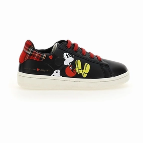 Black Mickey Plaid Tab Sneakers Boys Casual Shoes clearance