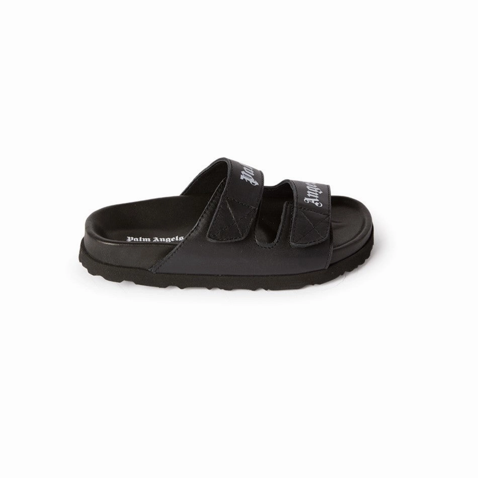 Black Print Double Strap Sandals