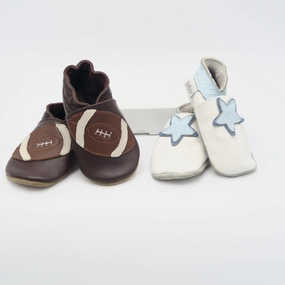 Bobux Boys Brown | White Booties Size: S (3-9 Months) Boys Casual Shoes clearance