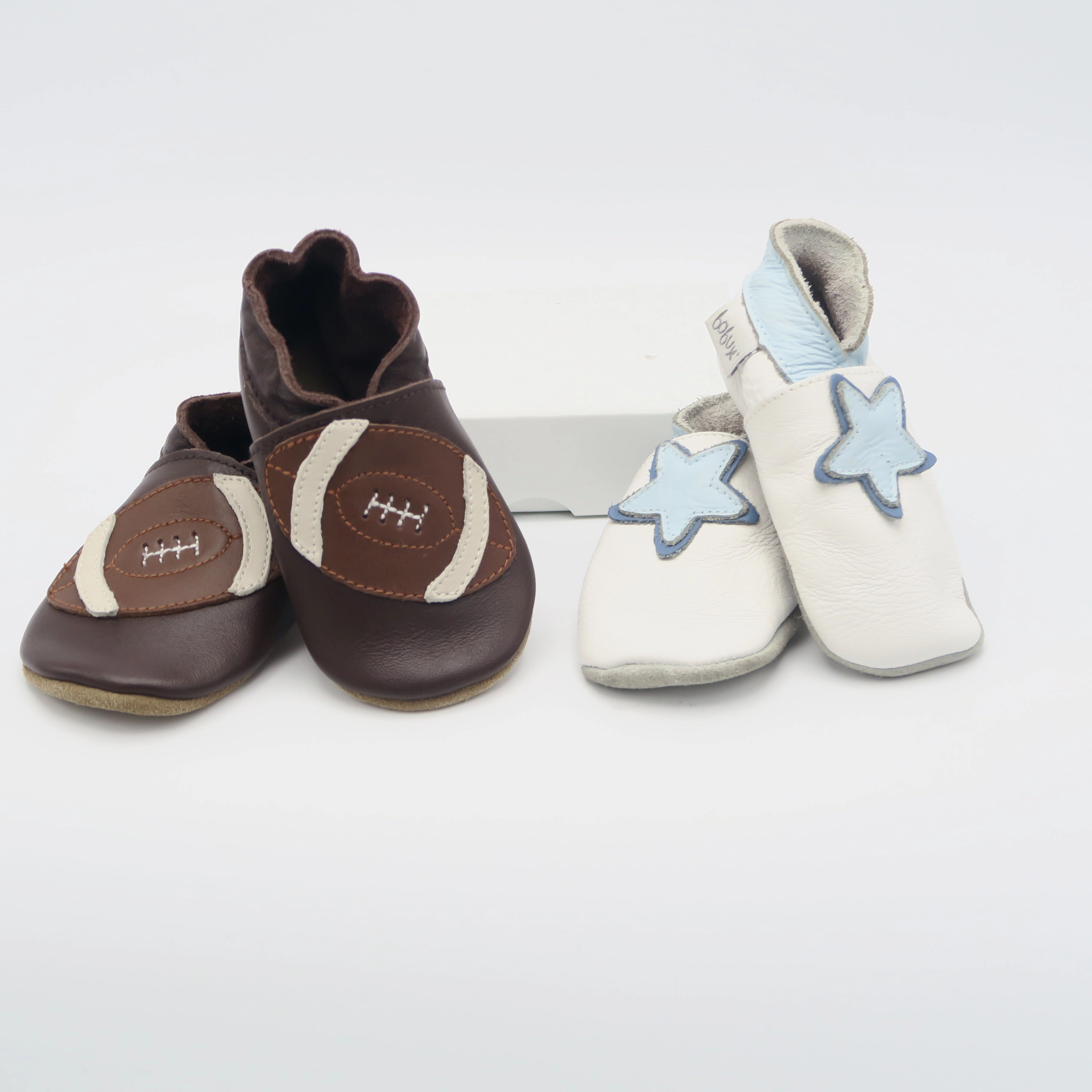 Bobux Boys Brown | White Booties Size: S (3-9 Months) Boys Casual Shoes clearance