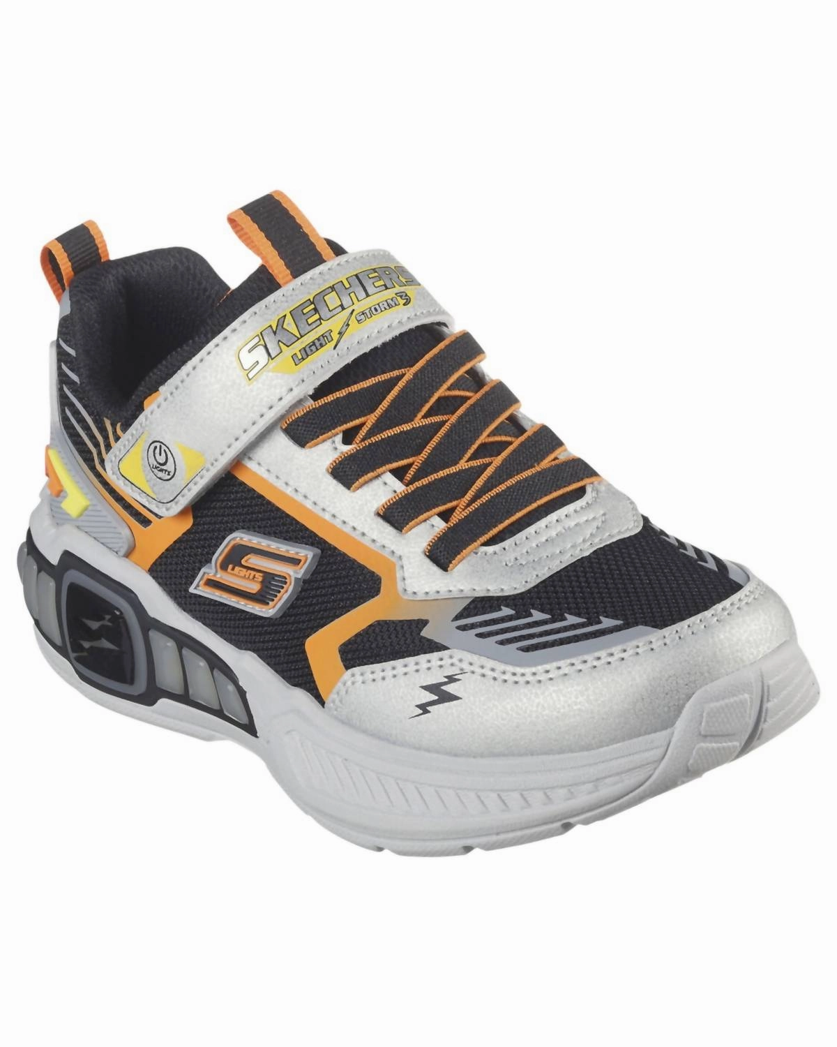 Boy's S Lights Light Storm Sneakers In Silver/black Discount Boys Footwear online