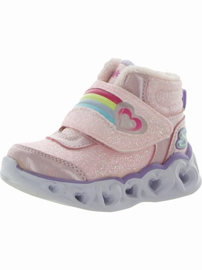 Brilliant Rainbow Girls Faux Leather Glitter Light-Up Shoes Affordable Casual Footwear for Girls