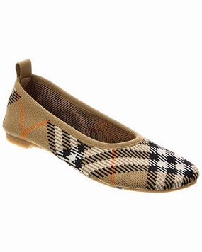 Burberry Check Knit Flat Cheap Ballerina Flats Womens