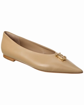 Burberry Ezra Leather Flat Womens Flat Shoes clearance