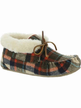 Cabin Bootie Womens Plaid Faux Fur Lined Moccasins Soft Sole Flats Womens sale