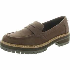 Cara Womens Lugged Sole Leather Loafers Womens Casual Flats sale