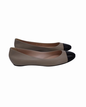 Casadei Cap Toe Ballet Flats in Nude Leather Soft Sole Flats Womens sale