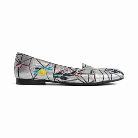 Christian Dior Silver Brocade Flats - Women's 37 Womens Flats clearance sale