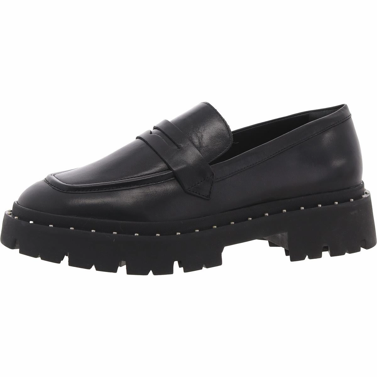Christie Studs Womens Studded Leather Loafers Trendy Flats for Women