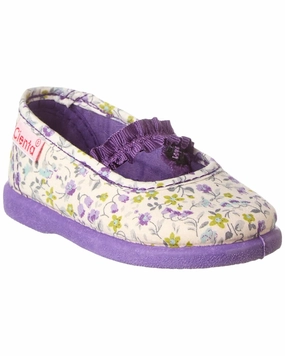 Cienta Liso Flor Elastic Canvas Flat Affordable Casual Footwear for Girls