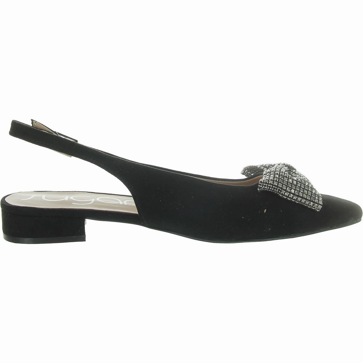 Clovis Womens Faux Suede Rhinestones Ballet Flats