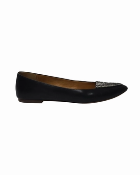 Coach Oakland Snake Print Pointed Ballet Flats in Black Leather Trendy Flats for Women