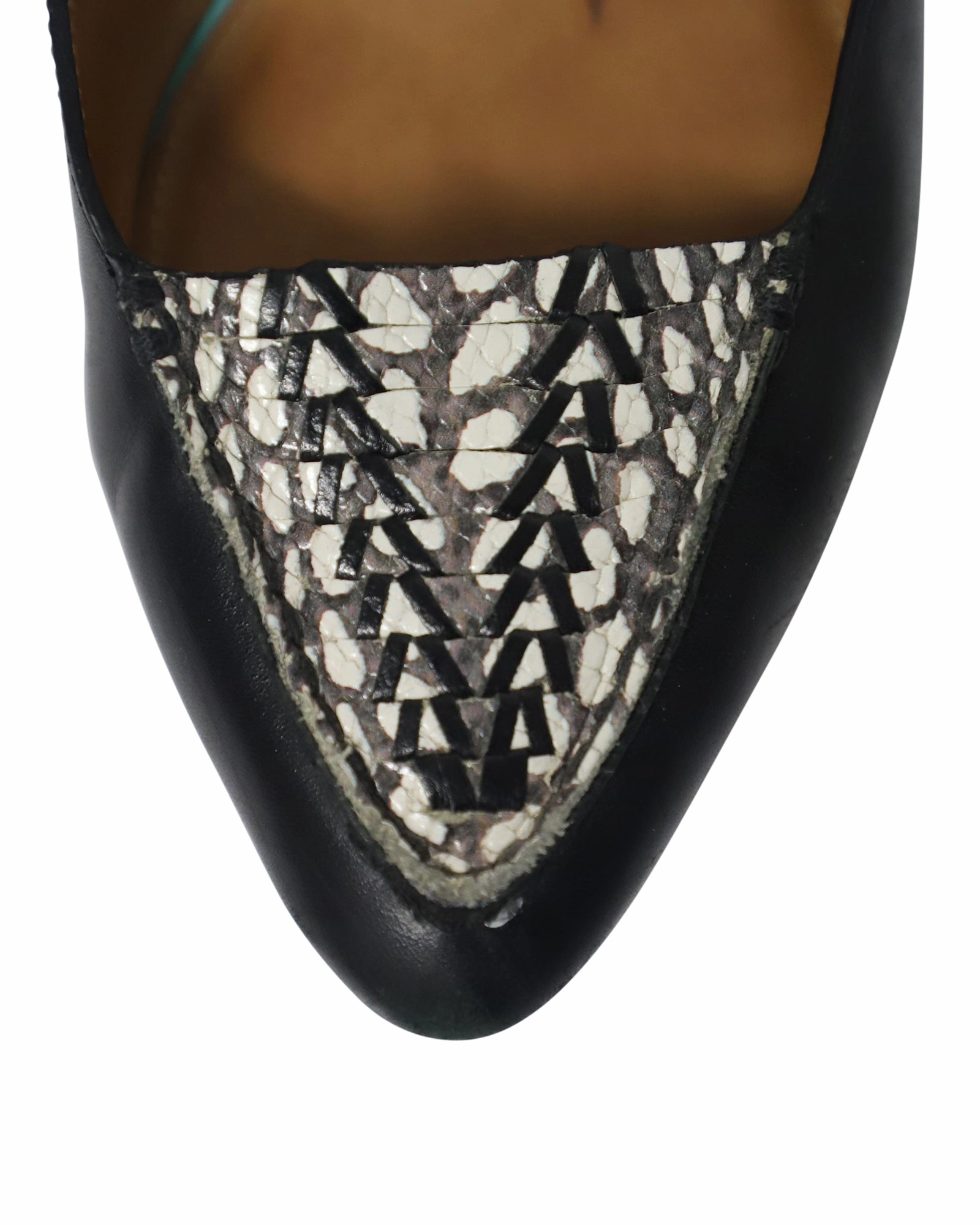 Coach Oakland Snake Print Pointed Ballet Flats in Black Leather