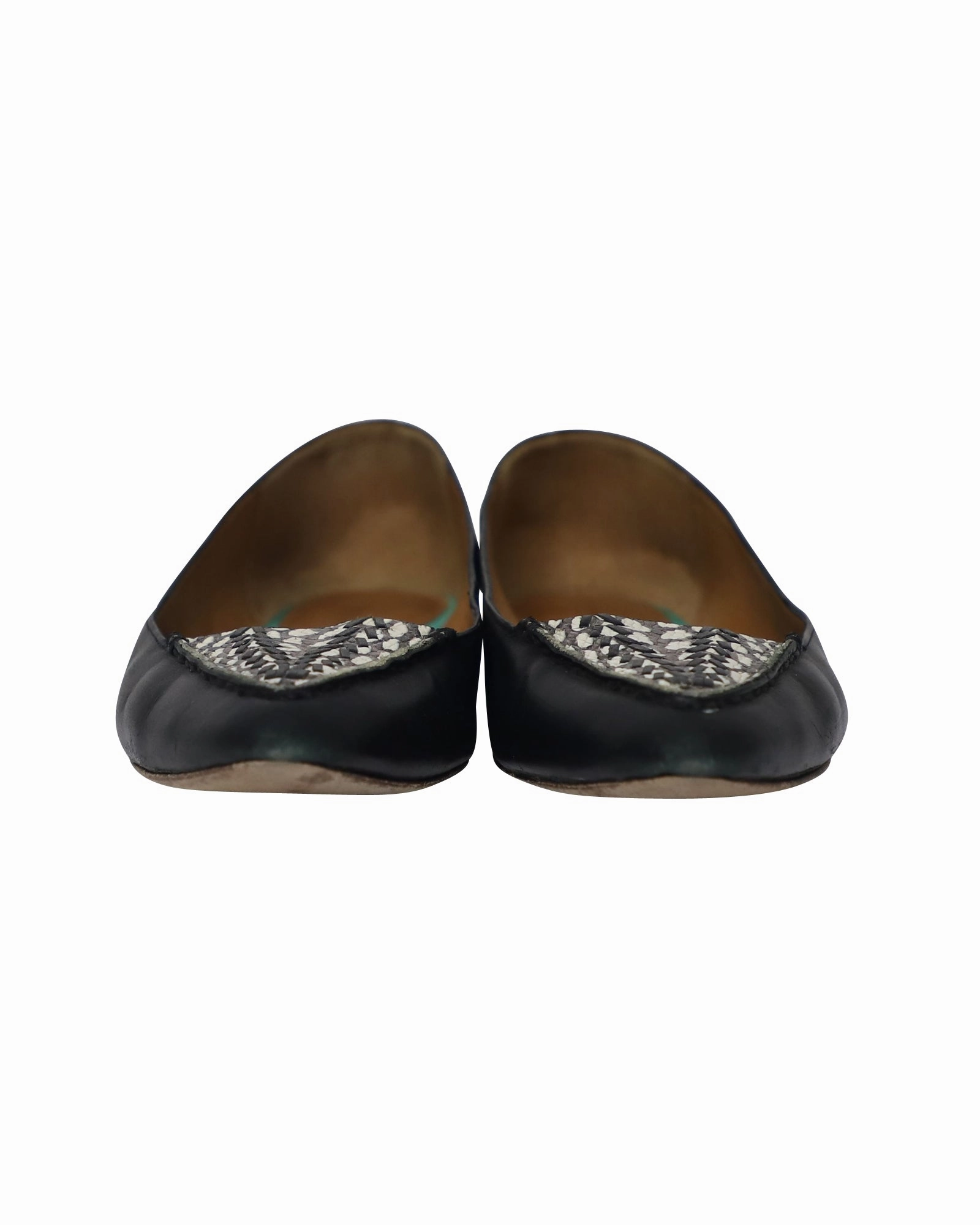 Coach Oakland Snake Print Pointed Ballet Flats in Black Leather