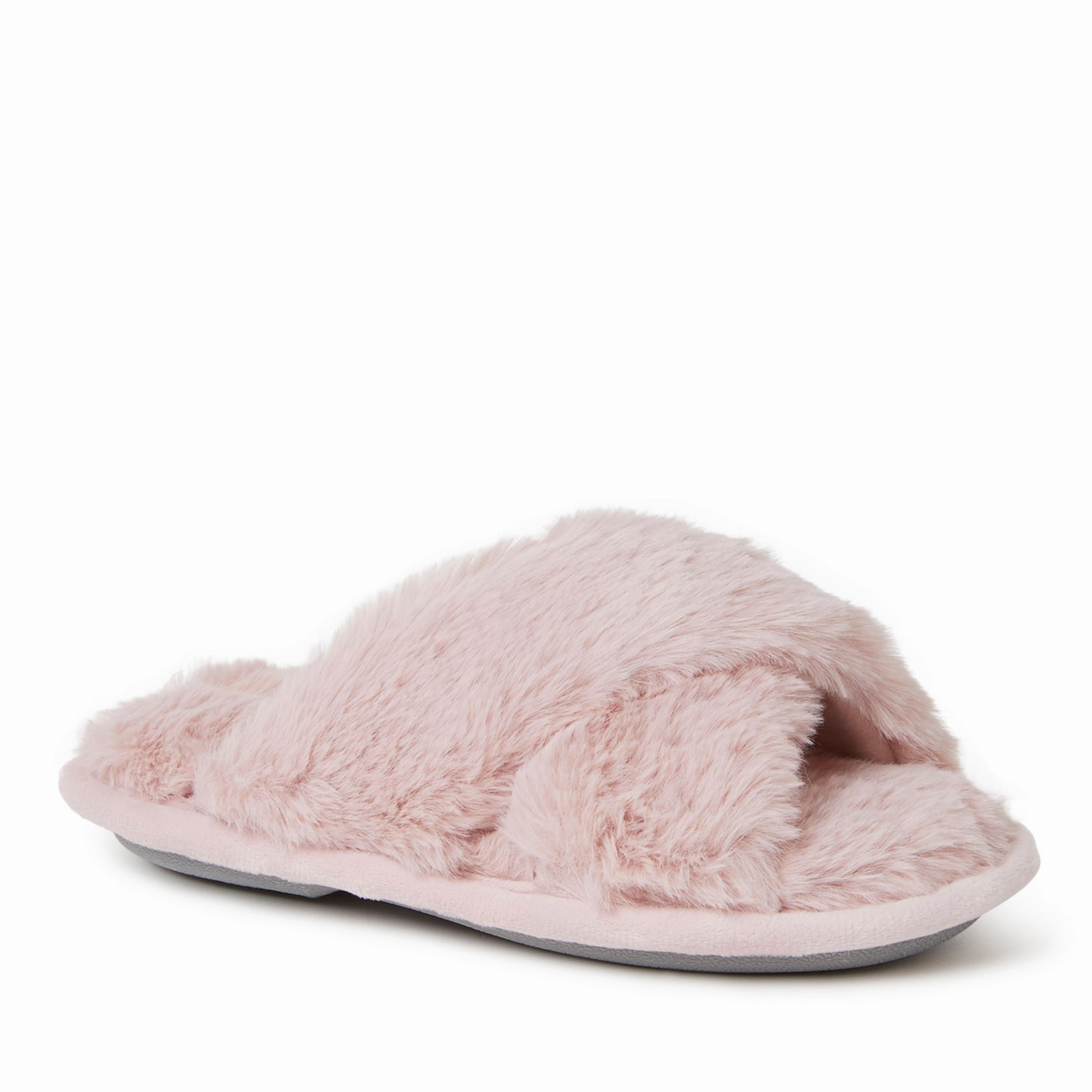 Dearfoams Kid's Jess Furry Crossband Slide Slippers Discount Girls Shoes with deals