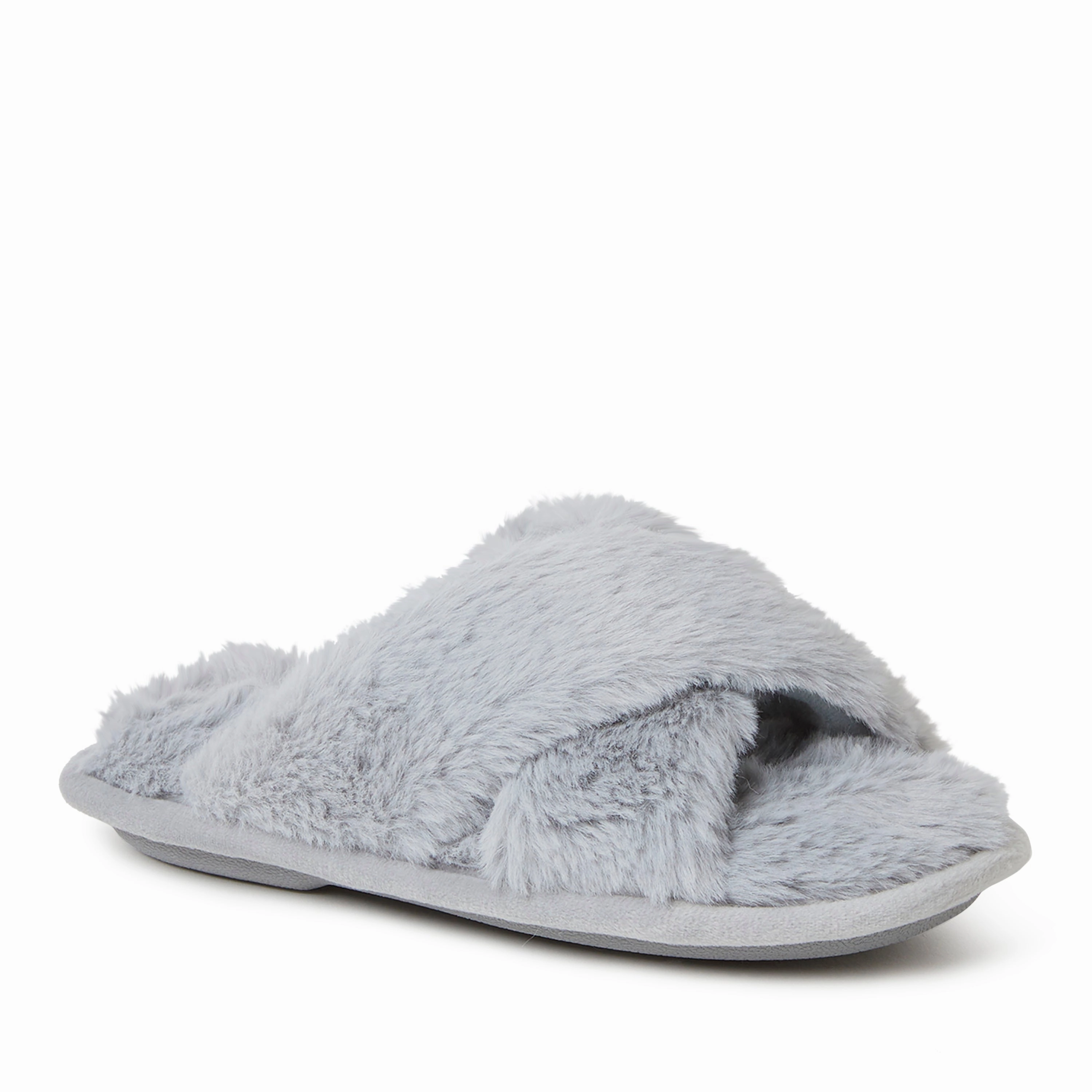 Dearfoams Kid's Jess Furry Crossband Slide Slippers