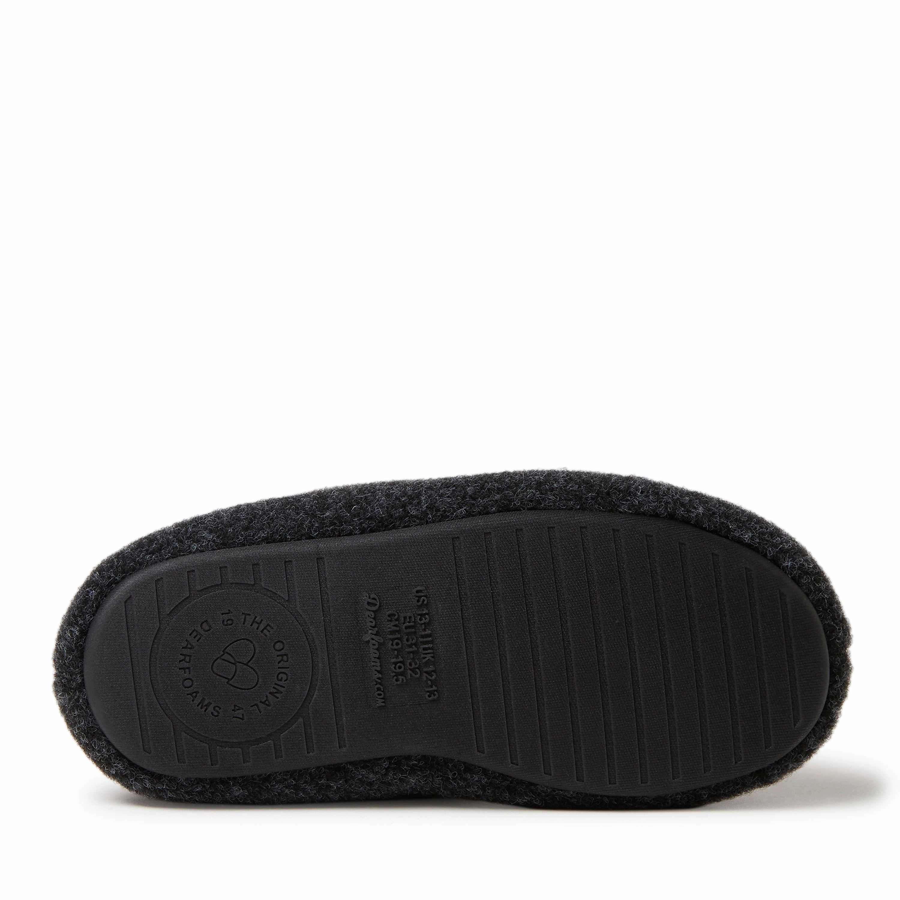 Dearfoams Kid's Unisex Hunter Felted Microwool and Plaid Moccasin Slipper