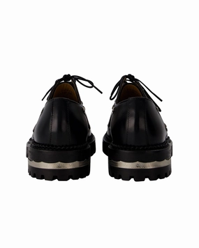 Derbies in Black Leather Flats for Women on sale