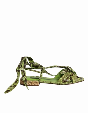 Dolce & Gabbana Animal Print Ankle Wrap Sandals Women's Shoes Trendy Flats for Women