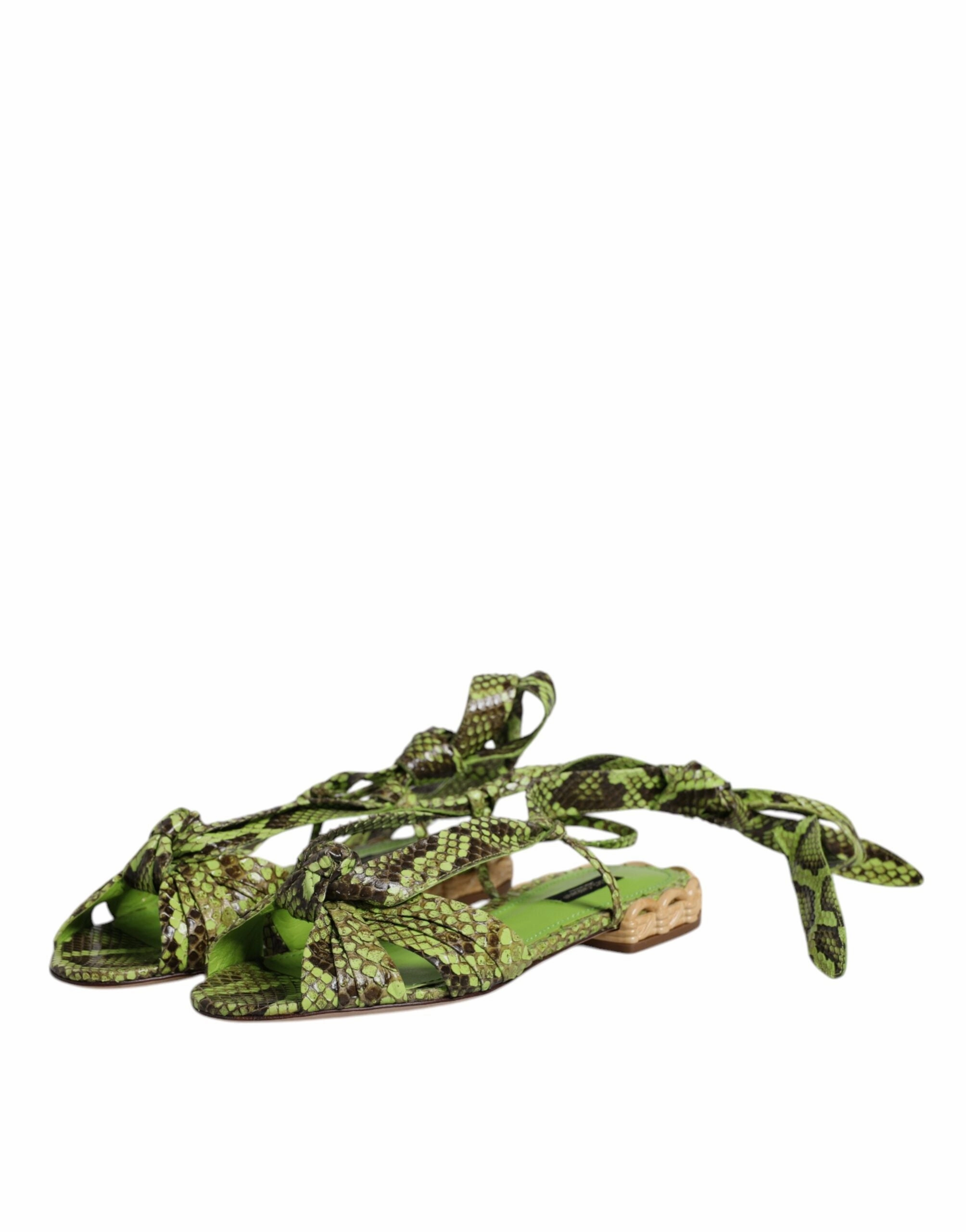 Dolce & Gabbana Animal Print Ankle Wrap Sandals Women's Shoes