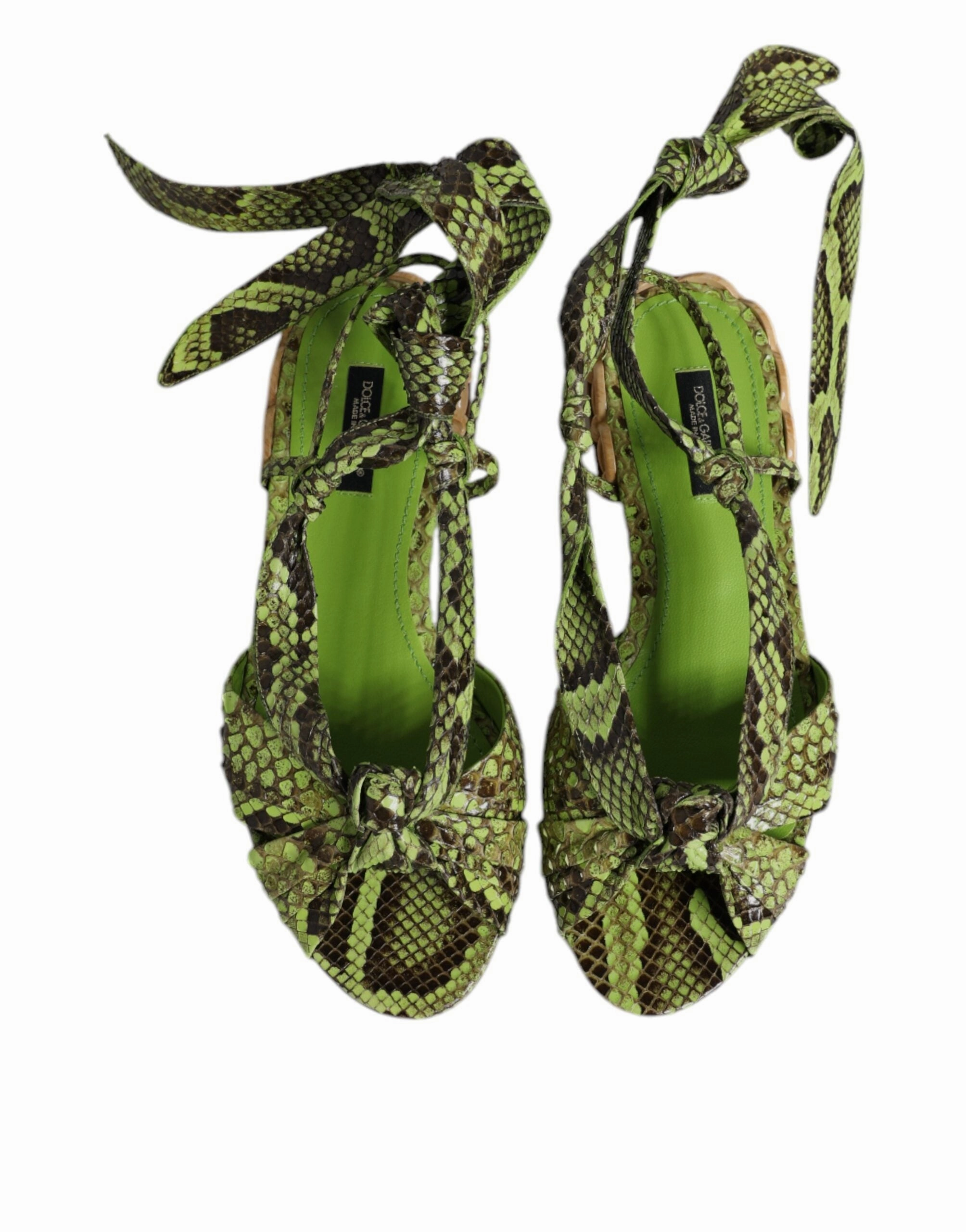Dolce & Gabbana Animal Print Ankle Wrap Sandals Women's Shoes