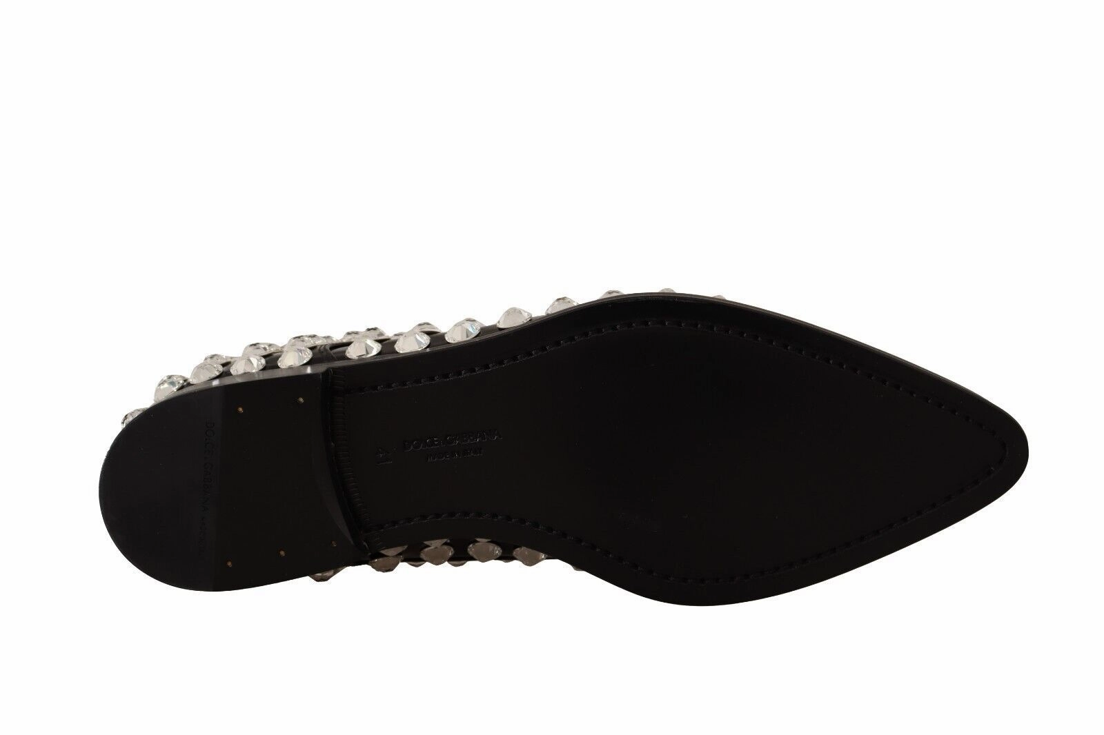 Dolce & Gabbana Crystal-Embellished Leather Formal Women's Flats