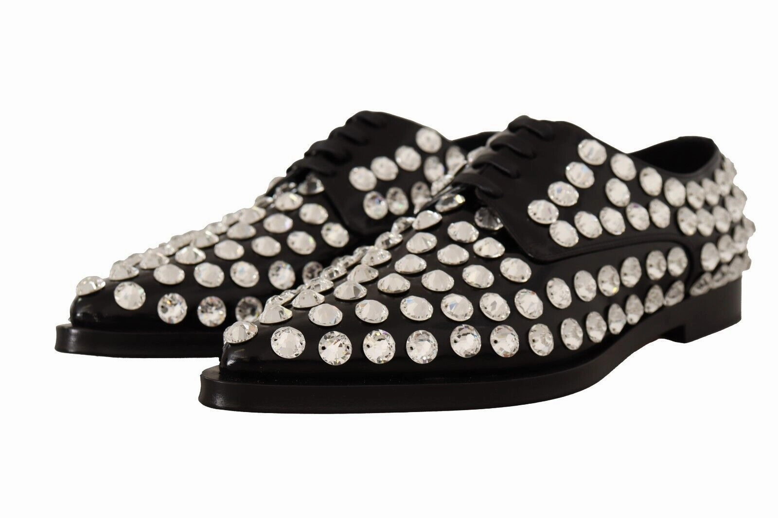 Dolce & Gabbana Crystal-Embellished Leather Formal Women's Flats