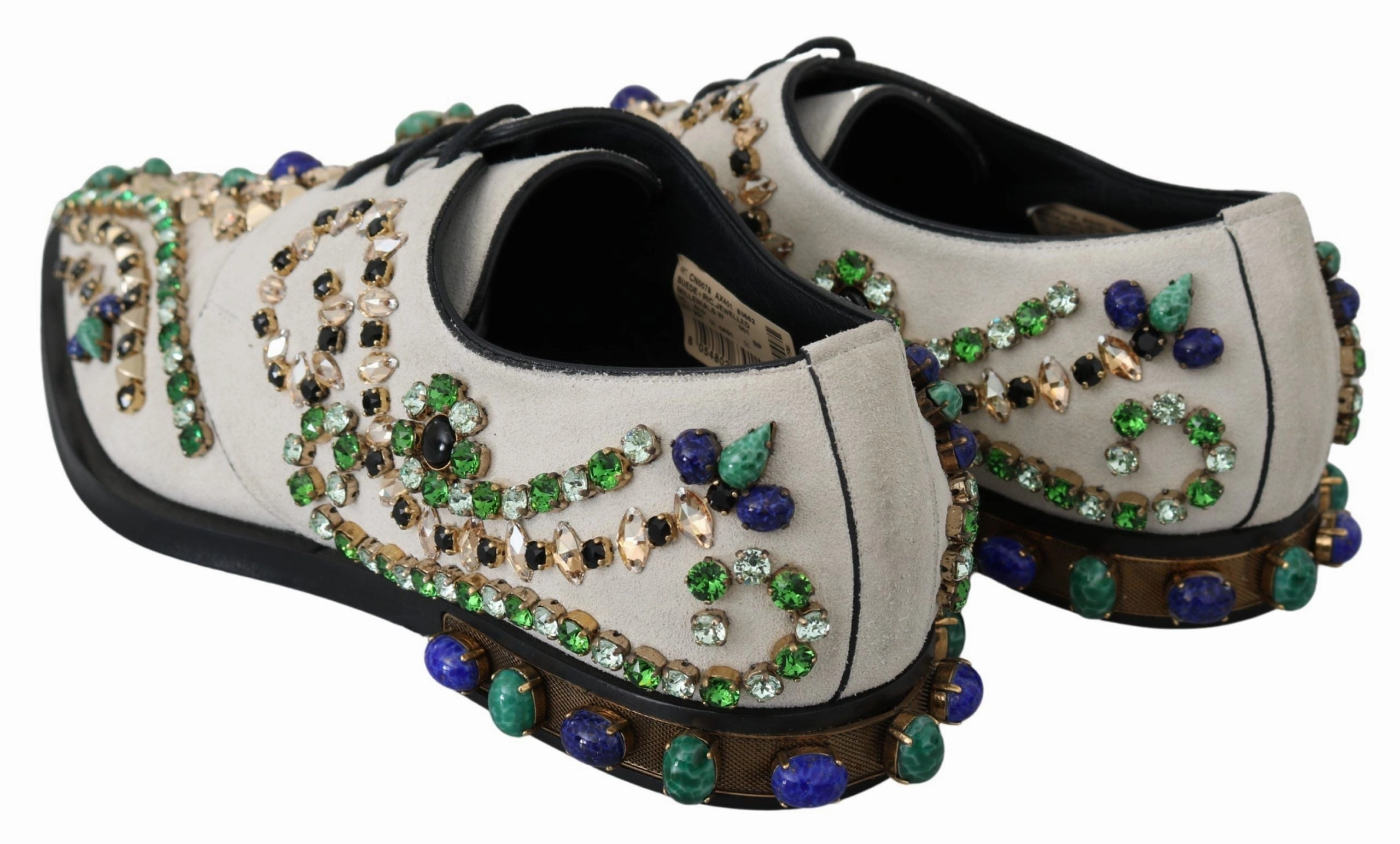 Dolce & Gabbana Elegant Suede Dress Flats with Women's Crystals