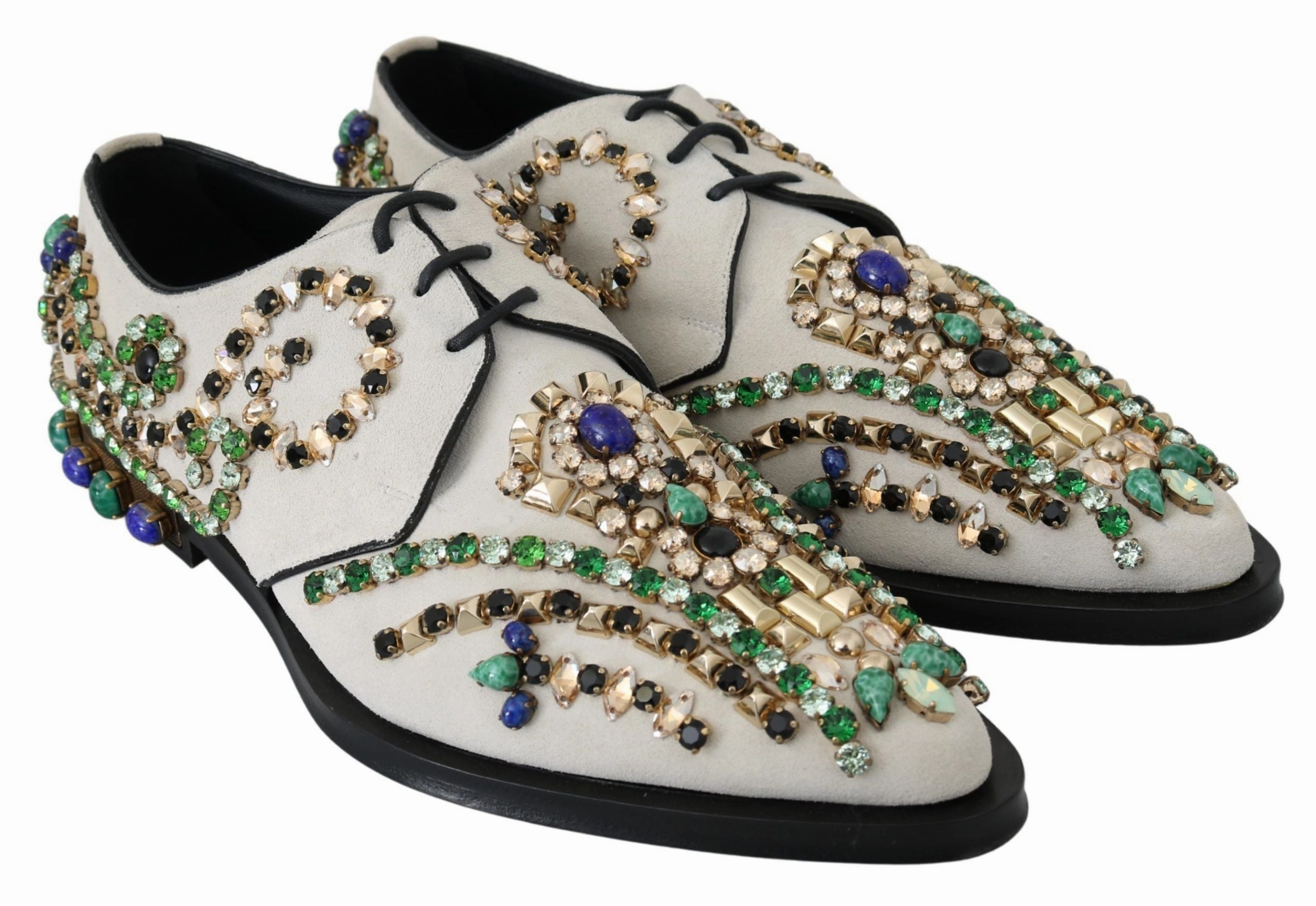 Dolce & Gabbana Elegant Suede Dress Flats with Women's Crystals