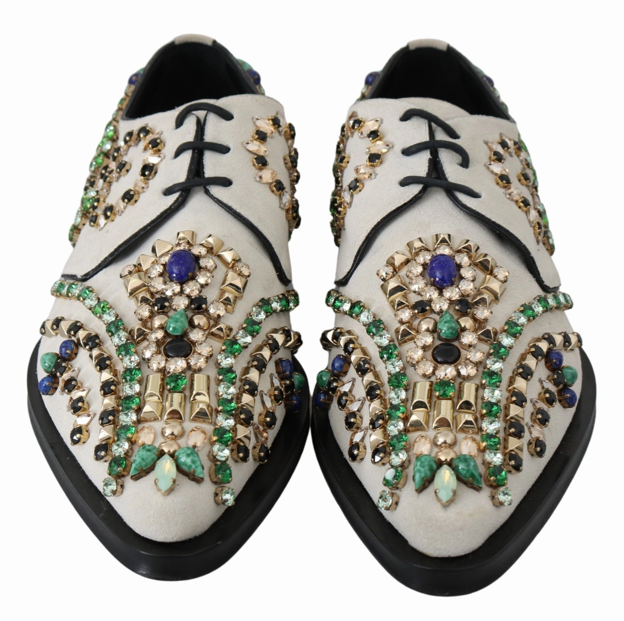 Dolce & Gabbana Elegant Suede Dress Flats with Women's Crystals